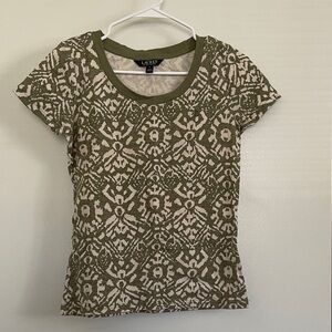 Ralph Lauren Olive & Cream Patterned Short Sleeve Tee